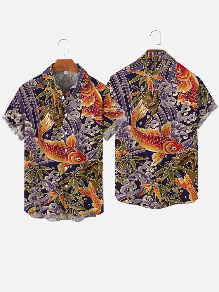 Summer Flamingo Print Shirts Casual Polo Collar Men's Shirt Fashion Animal Print Shirt Hawaiian Beach Style Shirt 3D Print Shirt