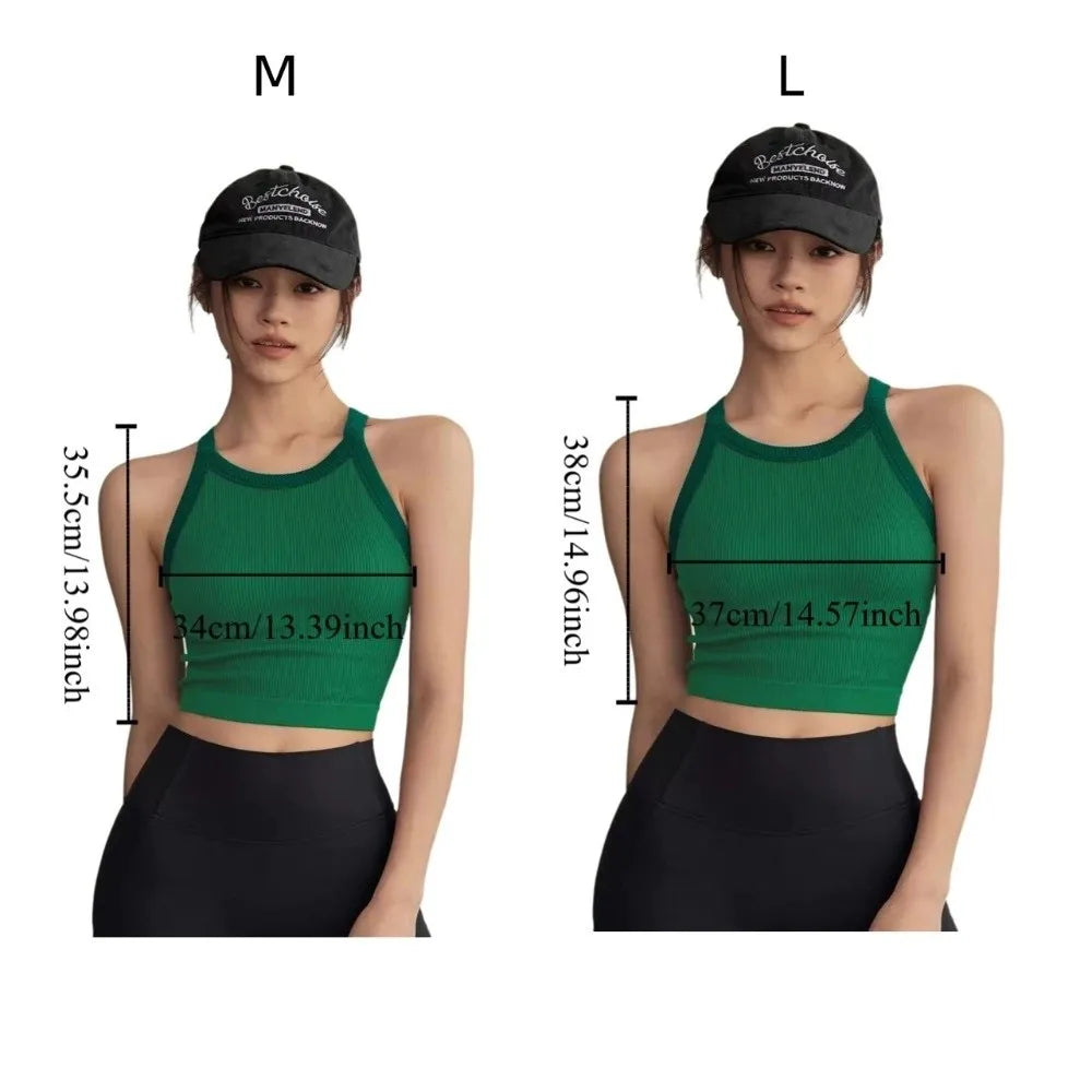 High Neckline Sports Tank Top Comfortable Breathable Fitness Tank Top with Chest Cushion Soft Fixed Cup Tank Top Gym