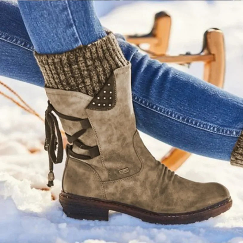 Women Winter Mid-Calf Boots  Winter Shoes Ladies Fashion Snow Boots Shoes Thigh High Suede Warm Botas 2023