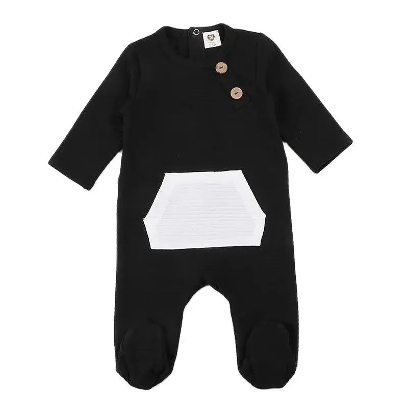 Baby romper elegant outfit winter ribbed pajamas baby overalls contrast pocket boy girls clothes footies baby autumn clothes