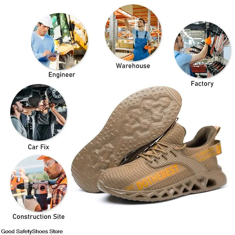 Safety Shoes Men For Work Sneakers Women Men Steel Toe Work Shoes Security Protective Shoes Lightweight Anti-Smash Anti-Puncture