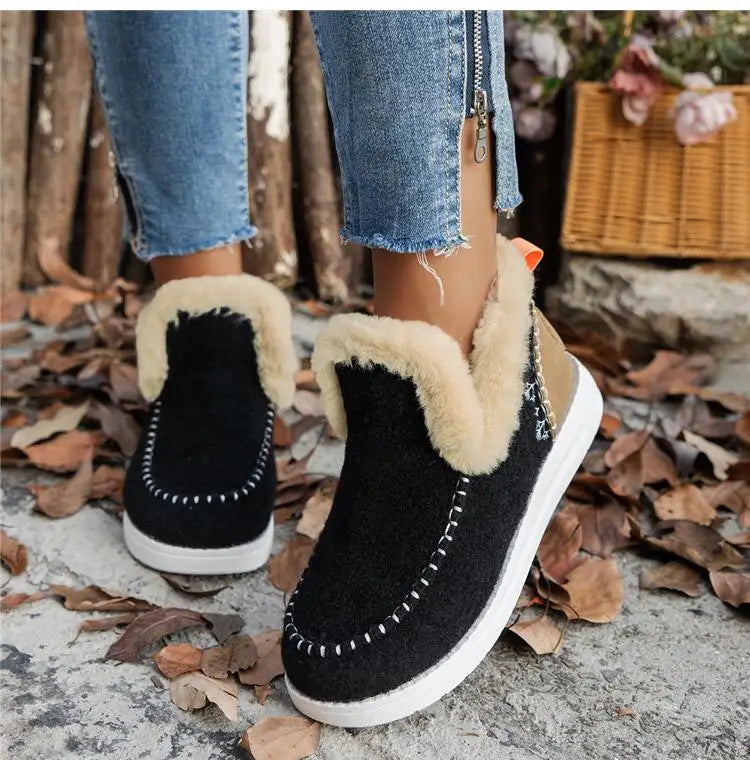 Boots Woman 2025 Trend Snow Flat Shoes Women Platform Women Shoes Fashion Ankle Boots Plush Botas Mujer Women's Winter Boots