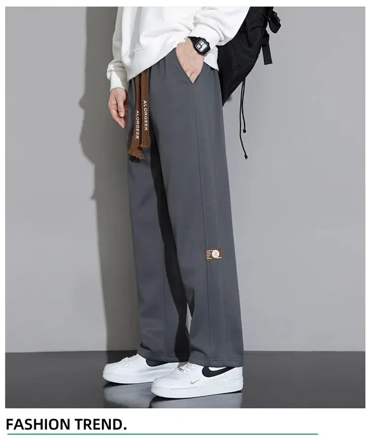 Men's Casual Pants, Men's Spring and Autumn New Style, Hanging Solid Color Sports Pants, Men Loose Straight Leg Wide Leg Pants