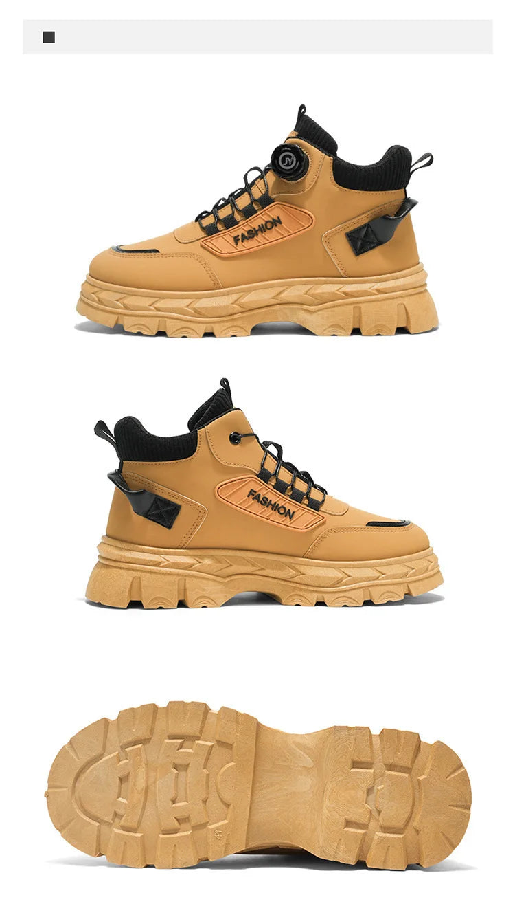 British Style Men's High Boots Fashion Outdoor Comfortable Work Boots Autumn Winter Mens Non-slip Wear-resistant Platform Boots