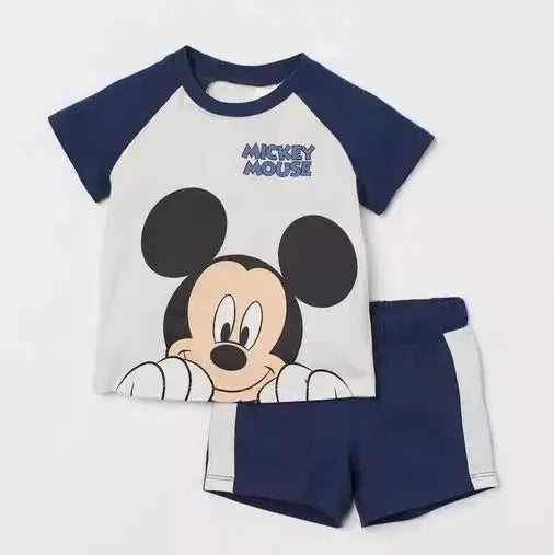 Brand Designer Cartoon Clothing Mickey Mouse Baby Boy Summer Clothes T-shirt+shorts Baby Girl Casual Clothing Sets