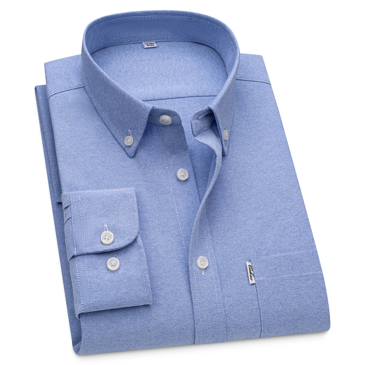 Men's Hard-wearing Comfortable 100% Cotton Long Sleeve Dress Shirt with Pocket, Spring Autumn Casual Oxford Button-Down Shirts