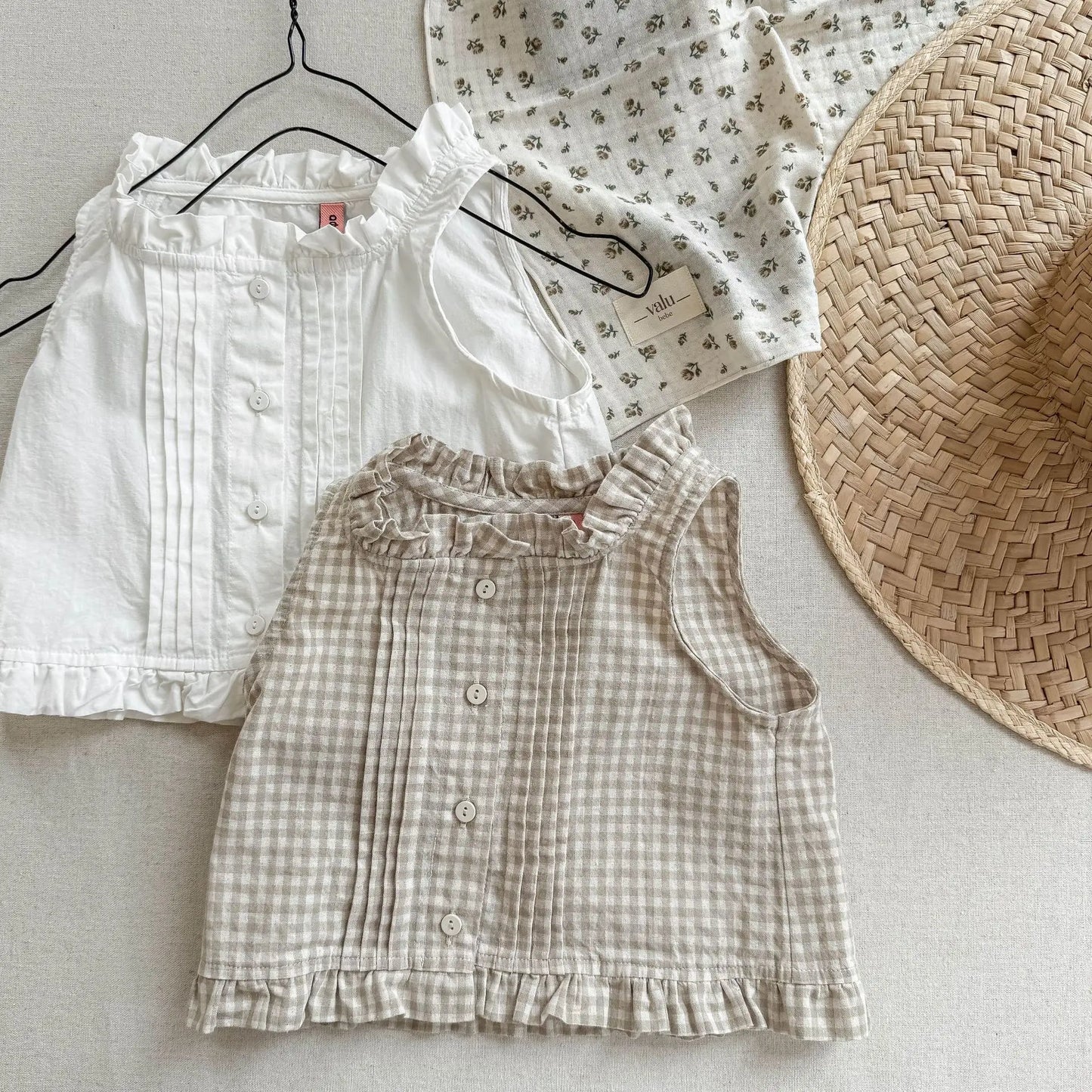 2025 Summer New Girls Sleeveless Lace Shirts Children Cotton Vest Baby Girls Blouse Solid Loose Princess Tops Kids Clothes