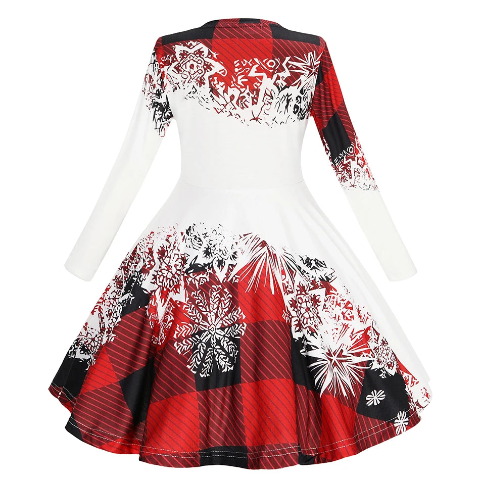 Kids Christmas Dress For Girls Clothes Autumn Winter 2026 New Children Cute Cartoon Print Long Sleeve Xmas Party Casual Dress