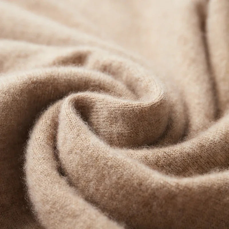 Men's One-piece ready-to-wear Hoodie 100% Merino Wool Knitted Sweatshirt Autumn Winter Casual Large Top Long Sleeved