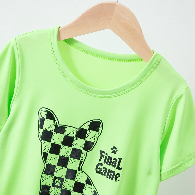 2-piece Summer Children's Shorts Short Sleeve Suit Girl Sweet And Lovely Pink Rabbit Coat Boy Handsome Bear Joker Home Clothes