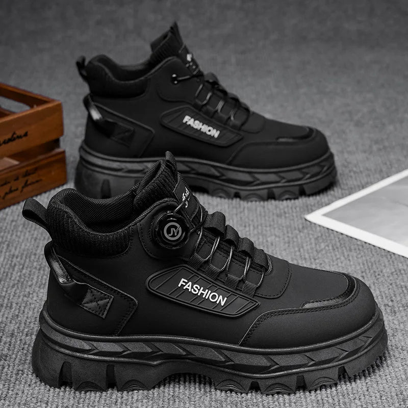 British Style Men's High Boots Fashion Outdoor Comfortable Work Boots Autumn Winter Mens Non-slip Wear-resistant Platform Boots