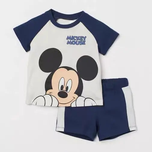 Mickey Mouse Clothes Set For Toddler Costume Summer Cartoon Character Tshirts Sports Clothing Set Infant Baby Kids Outfits