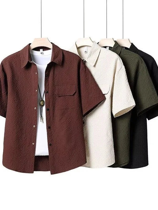 Ice Silk Embroidered ort Sve irt And orts Set for Teen Boys Summer Loose Workwear irt Faionable Brand Five-Quart...