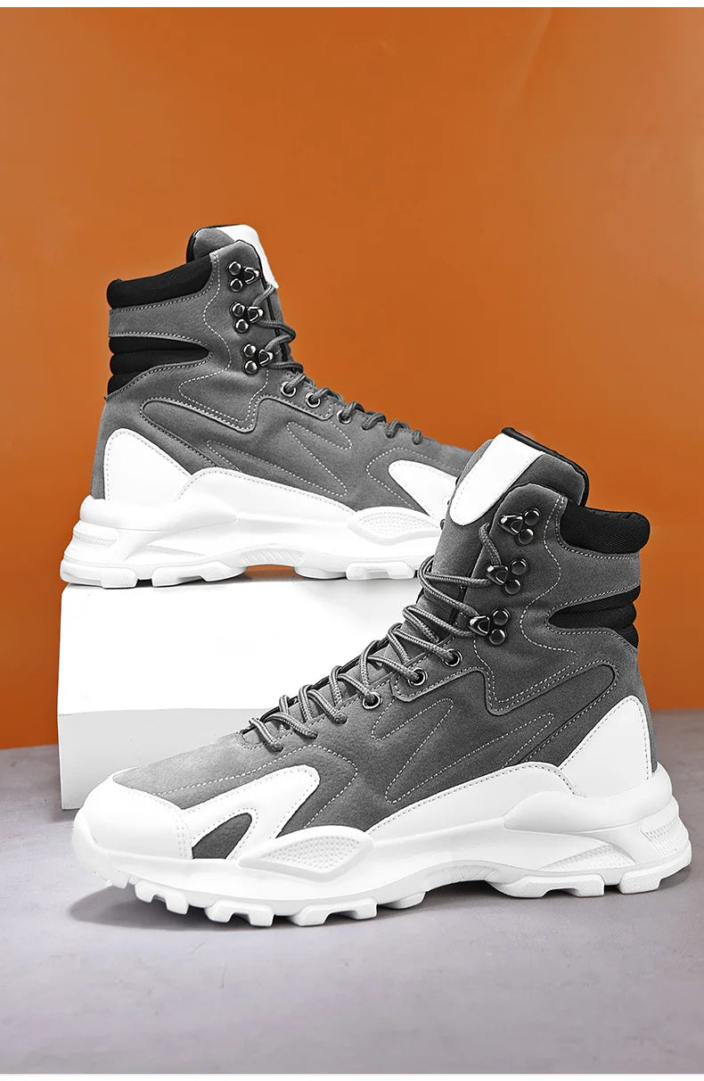 Fashion Men's Boots Comfortable Men Casual Shoes Breathable High Top Sneakers for Outdoor Non Slip Ankle Boots Platform Sneakers