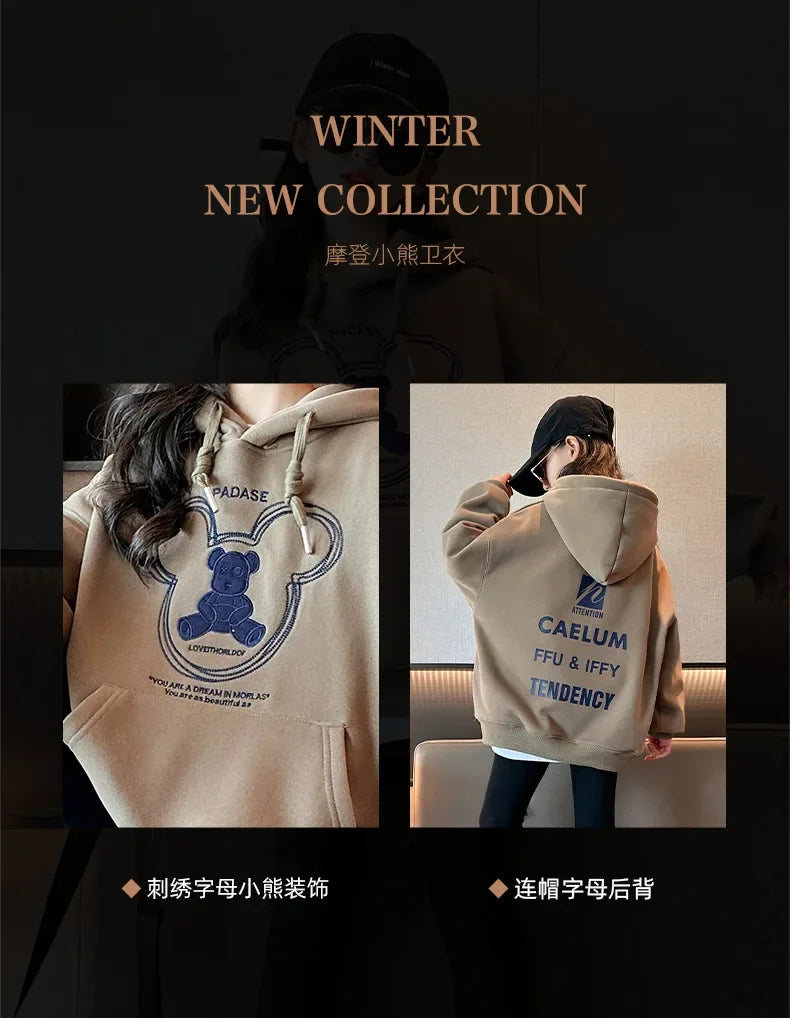 2026 girls clothes spring winter sweatshirt bear t-shirt hooded + stretch pants leggings teens children set 8 9 10 11 12 year