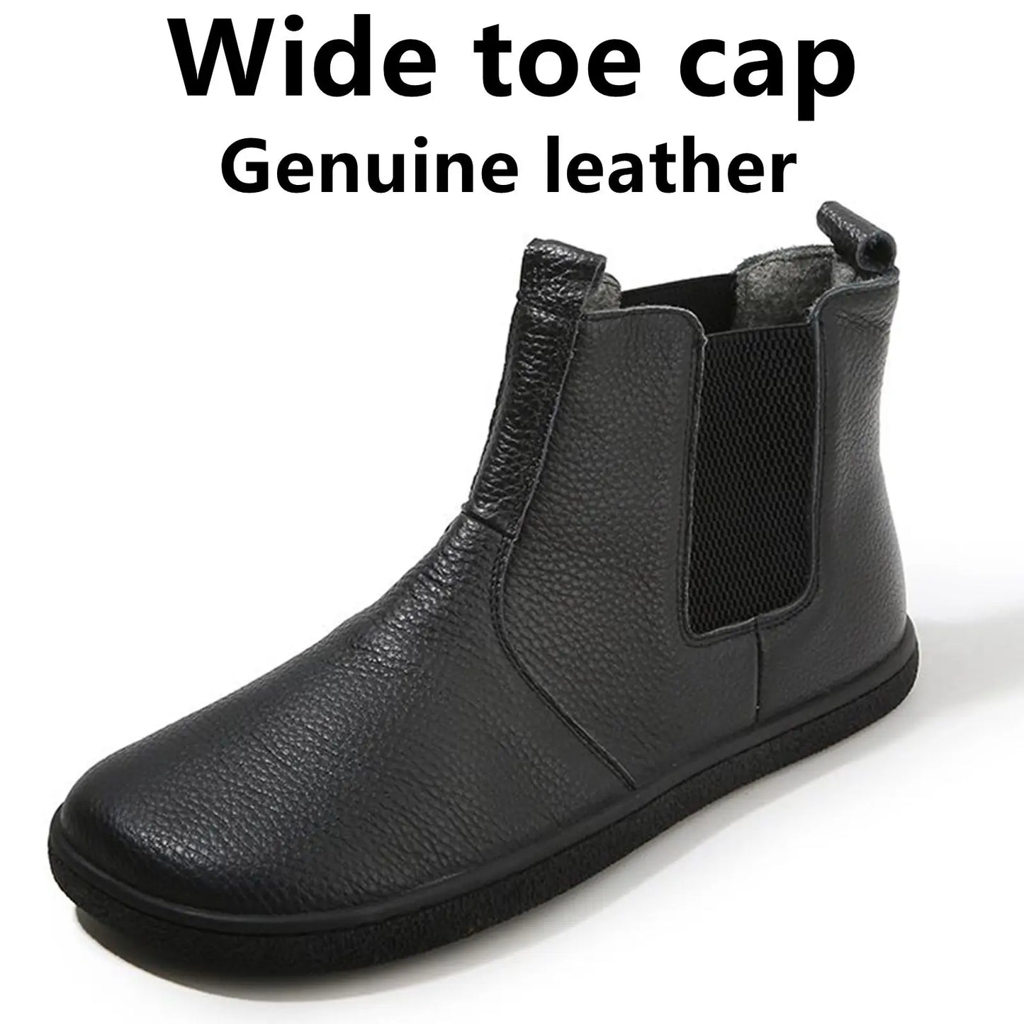 Barefoot Leather Boots With Wool Linning Inside For Women  man Zero Drop Wider Toes Box