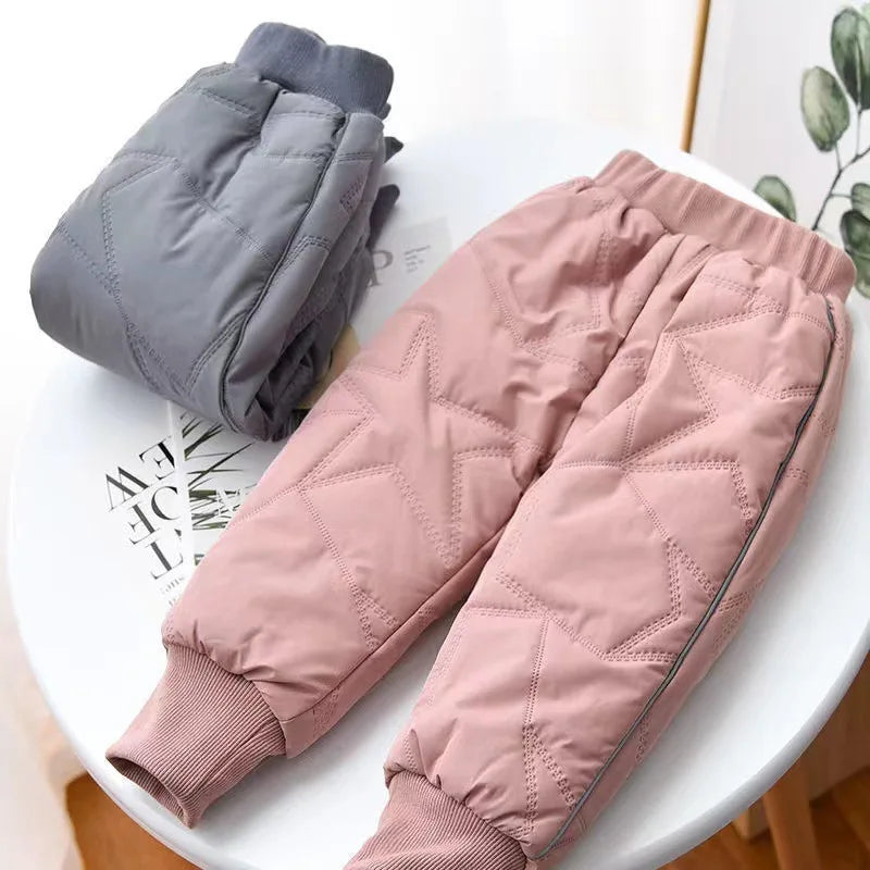 Kids Winter Thermal Pants Cotton-Padded Warm Trousers for Cold Weather Outdoor Snow Play & Comfort