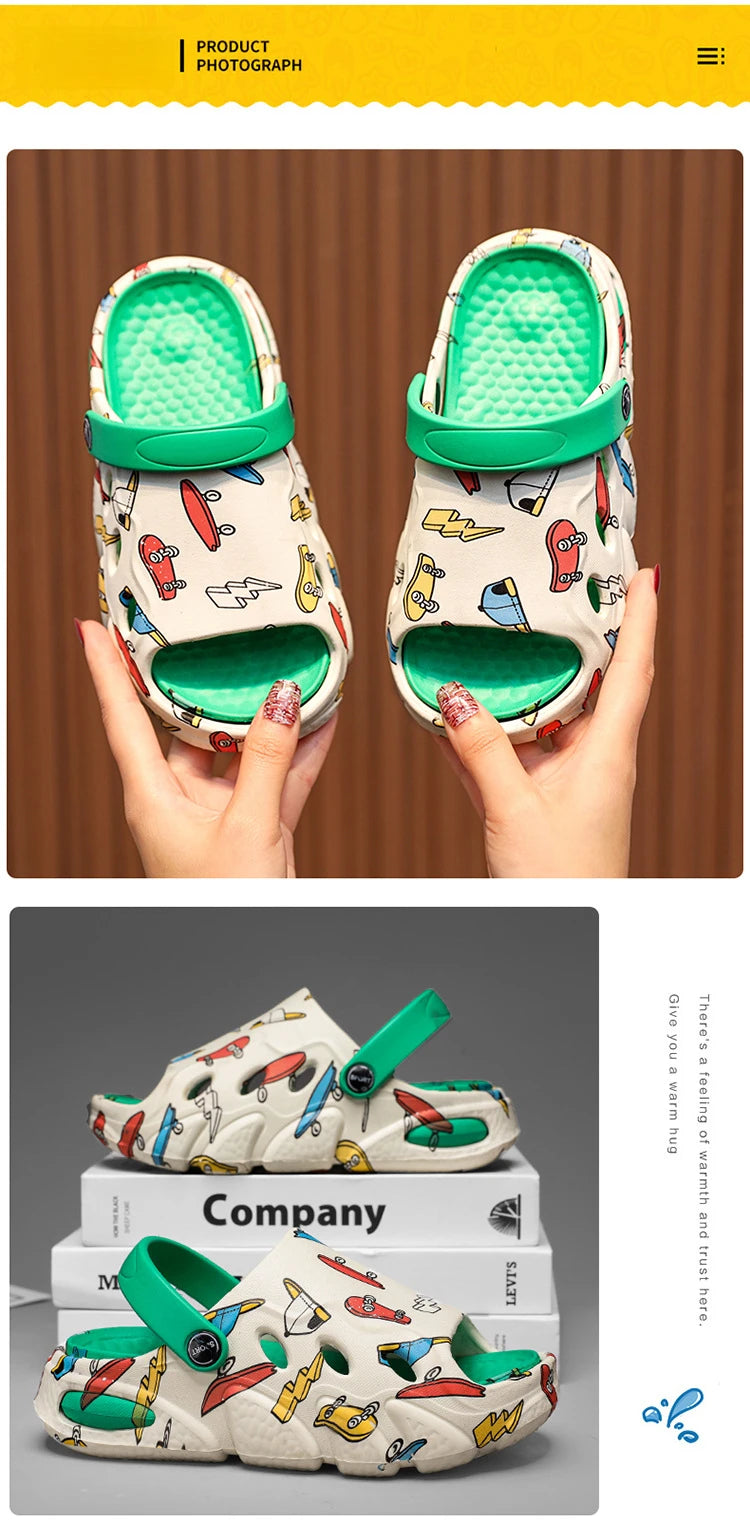2025 Kids' Summer Sandals Non-Slip Soft Sole Chunky Slides for Boys Girls Breathable Outdoor Beach Shoes Thick Cushioned Soles