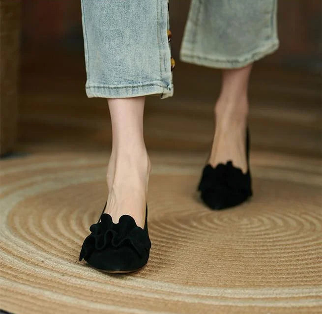 Shoes for Woman 2025 Office Women's Summer Footwear Pointed Toe Yellow Low Heel Elegant Fashion Trend on Promotion High Quality
