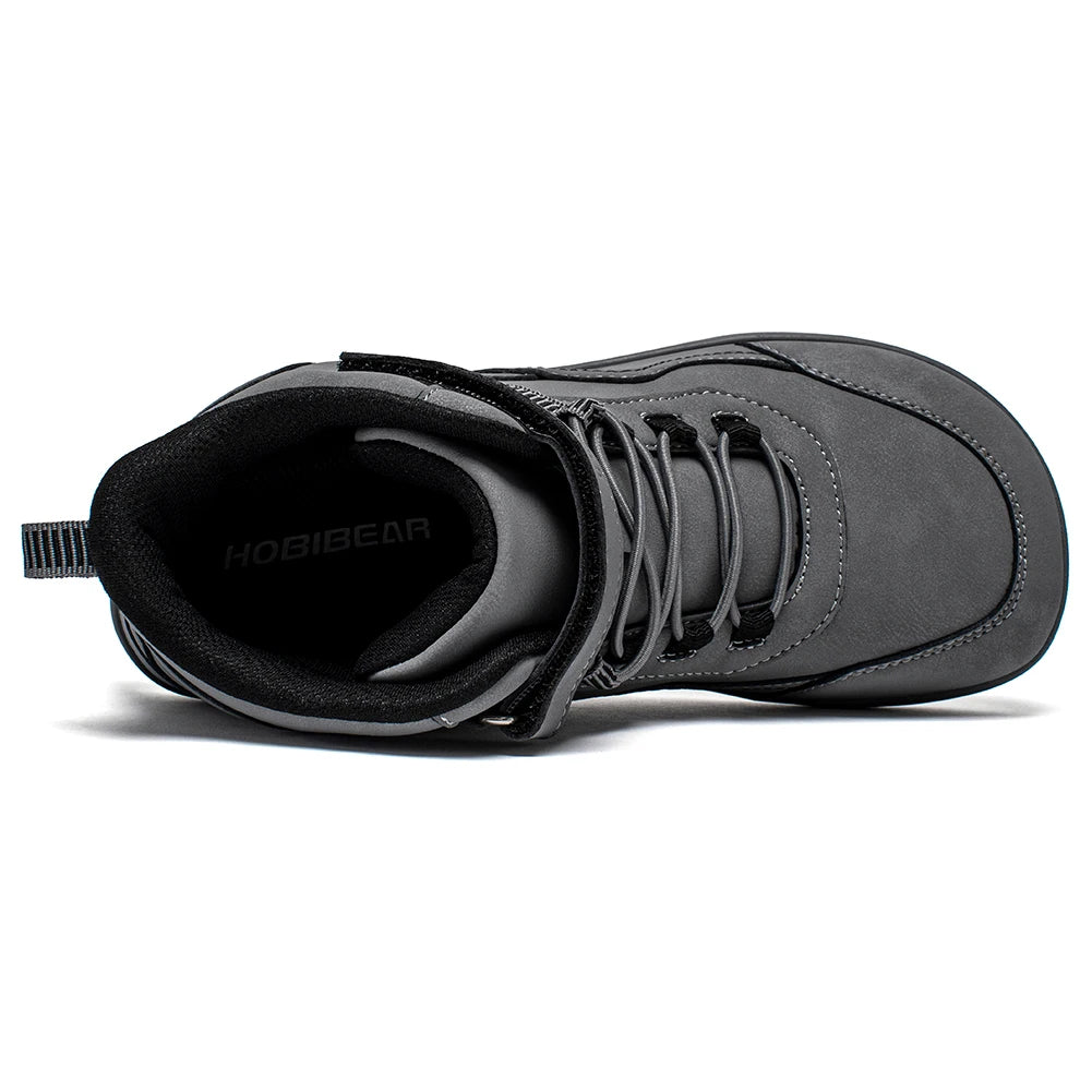 2025 Kids Mid-Barefoot Shoes Big/Kid Wide Toe Box Zero Drop Artificial Leather Hook-Loop Outdoor Boots  kids shoes