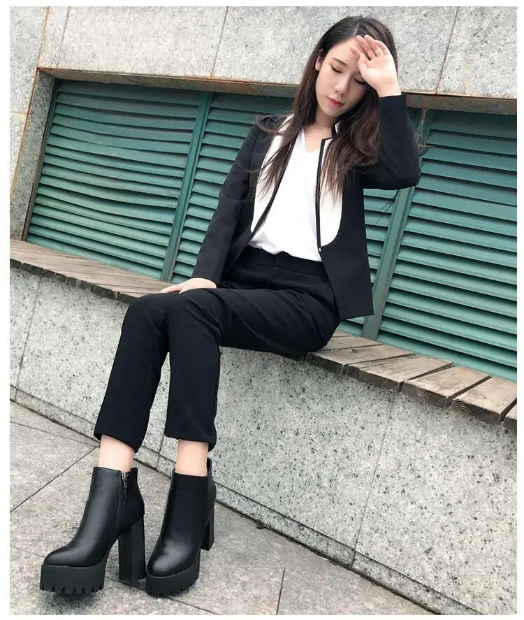 Super High Heel Boots High Heel Shoes Thick Heel Short Boots Autumn Winter 2025New Waterproof Platform Single Boot Women Boots