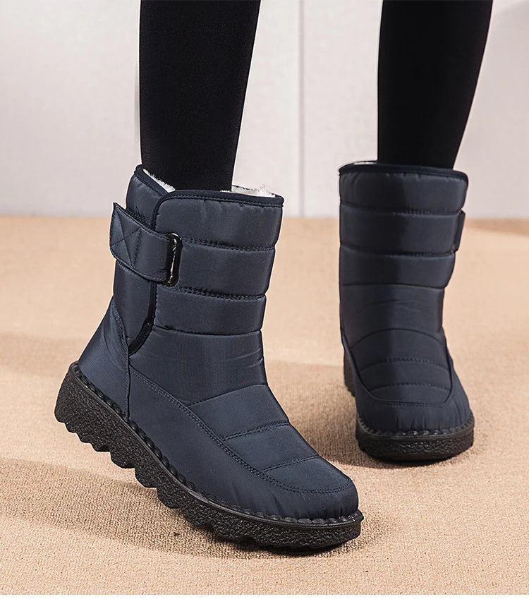 Boots Woman 2025 Winter Boots Women Low Heels Snow Boots With Fur Warm Footwear Winter Shoes Woman Luxury Middle Botas Mujer