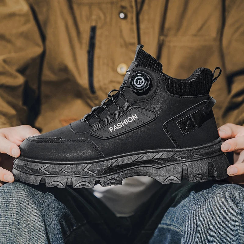 British Style Men's High Boots Fashion Outdoor Comfortable Work Boots Autumn Winter Mens Non-slip Wear-resistant Platform Boots