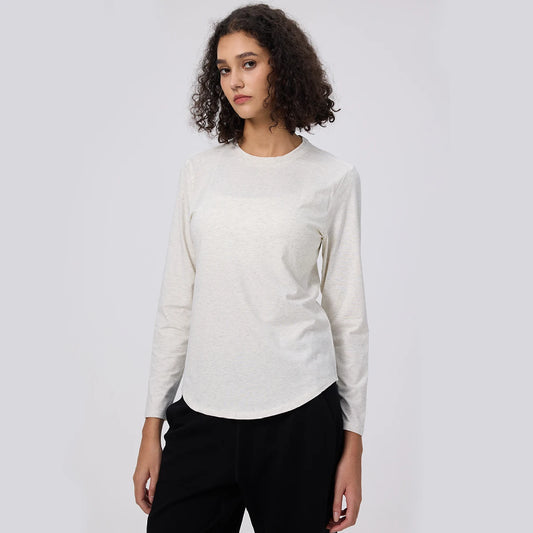 Woman Gym Yoga Sport T-shirt Round Neck Pilates Tops Loose Activewear Long Sleeve Blouses Training Fitness  Running Wear Clothes
