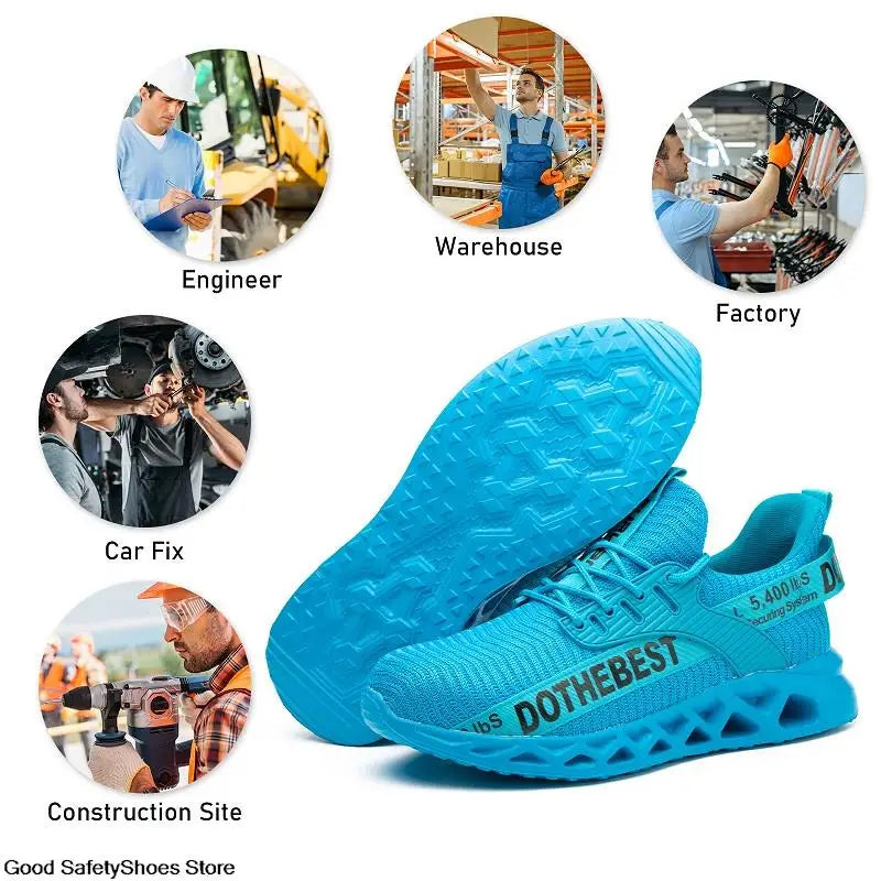 Safety Shoes Men For Work Sneakers Women Men Steel Toe Work Shoes Security Protective Shoes Lightweight Anti-Smash Anti-Puncture