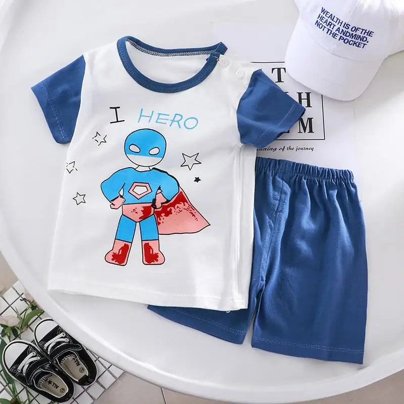 2022 New Summer Infants Clothes Short Sleeve T-shirt+shorts 2-piece For Baby Boys Girls Kids Outfit Children's Clothing Sets
