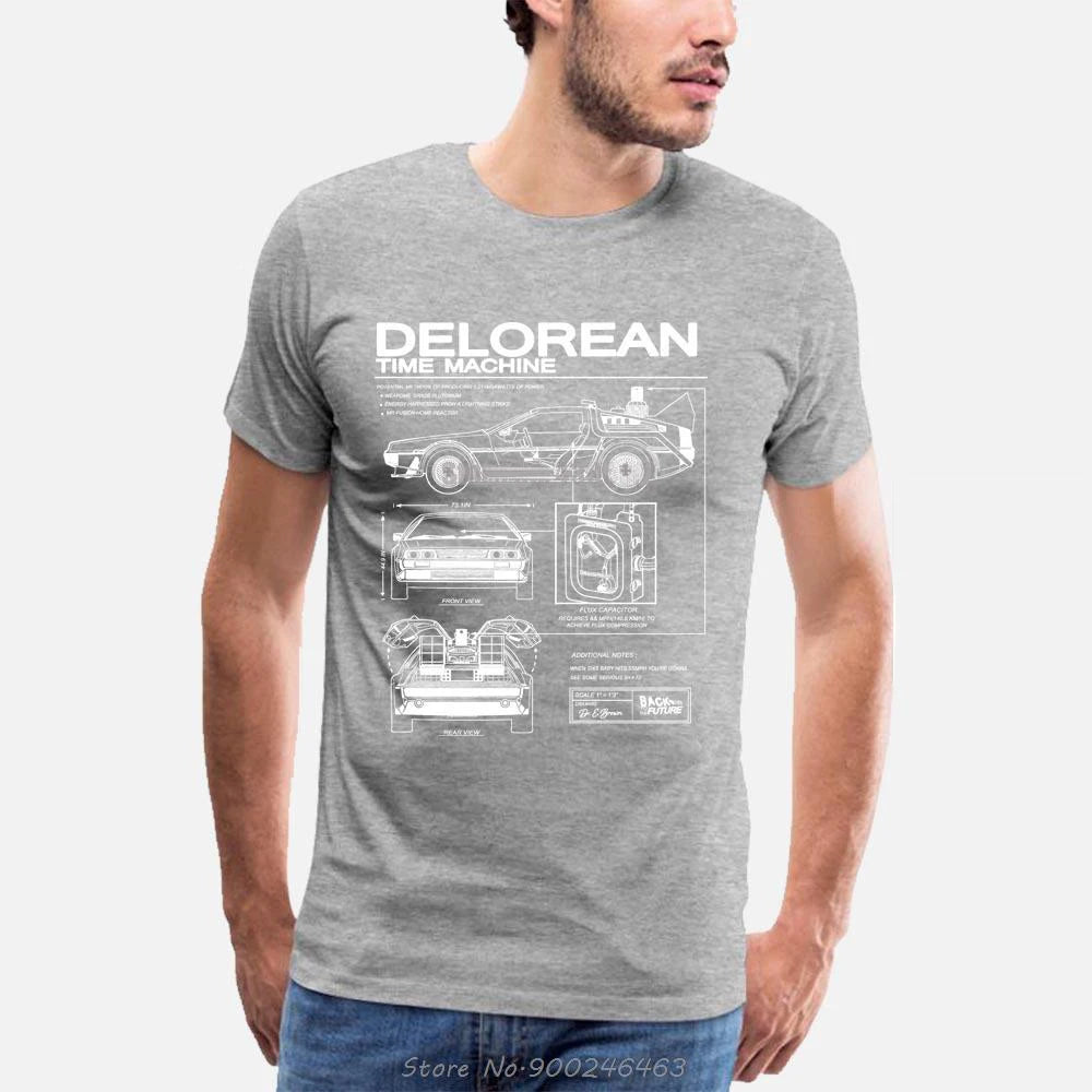 Back To The Future Delorean Schematic T-Shirt Print TShirt Men Motorcycle Cotton T Shirt Summer Men Hip Hop Tees