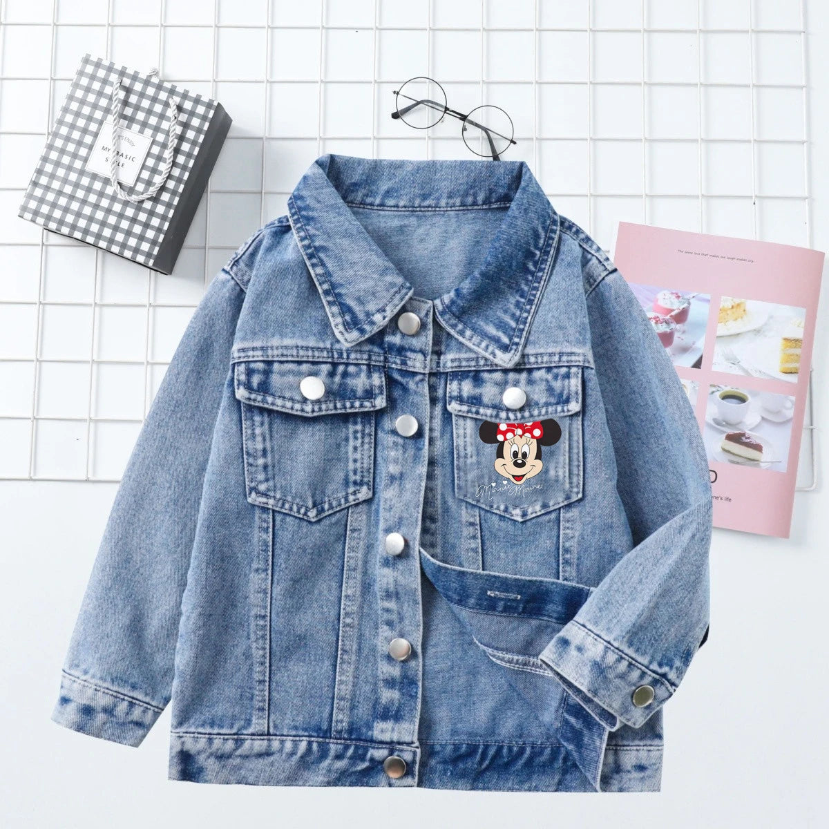 Children Clothing Sets Spring Autumn Baby Boys Girls Mickey Mouse Minnie Cotton Denim Jacket Coat + Jeans Pants 2pce Casual Suit