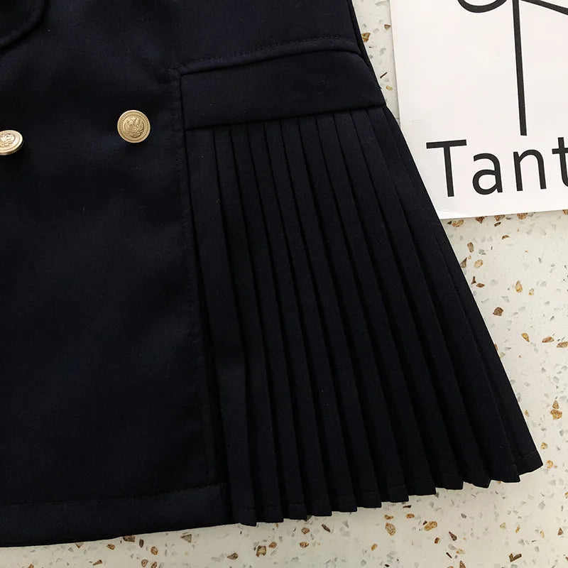 Kids School Dress White 2025 Autumn New Children Long Sleeve Blouse and School Sundress  for 2 To 8 Years Old Girls Clothes Suit