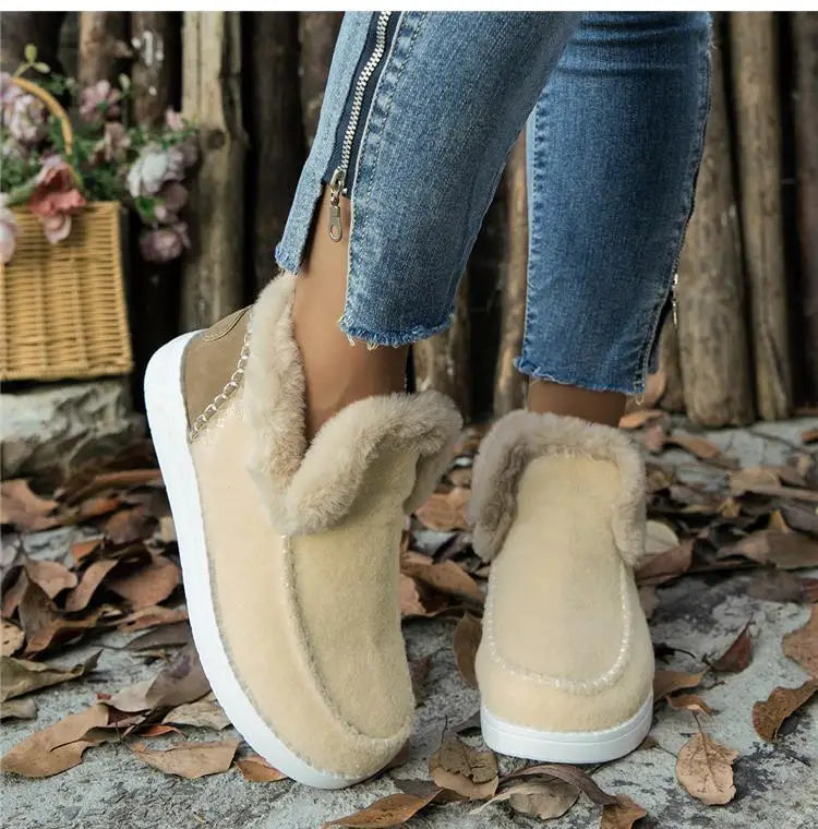 Boots Woman 2025 Trend Snow Flat Shoes Women Platform Women Shoes Fashion Ankle Boots Plush Botas Mujer Women's Winter Boots