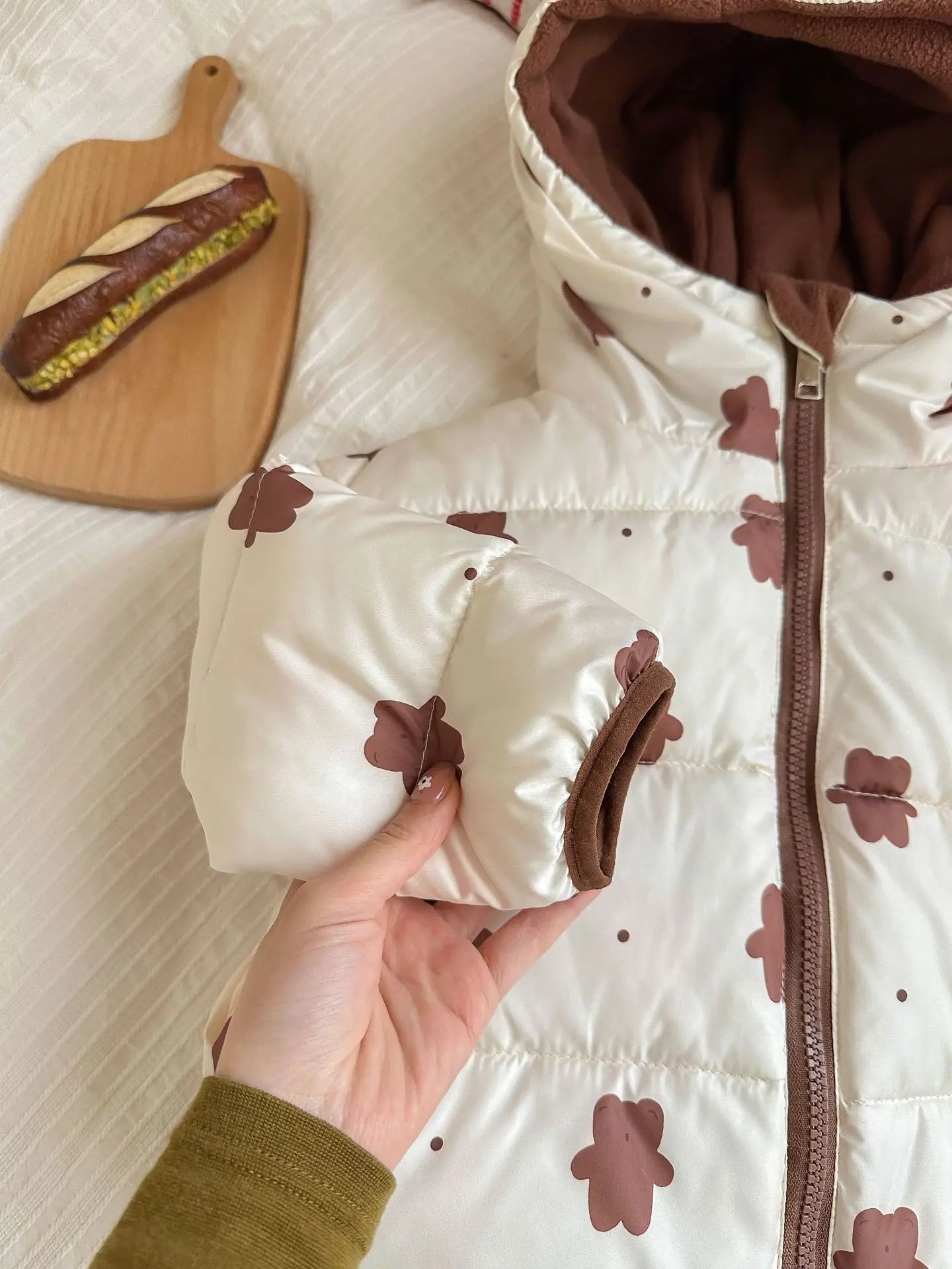 Can Be Worn On Both Sides Autumn Winter Boys Girls Jacket Cute Rabbit Ears Thicken Keep Warm Hooded Down Cotton Outwear For Kids