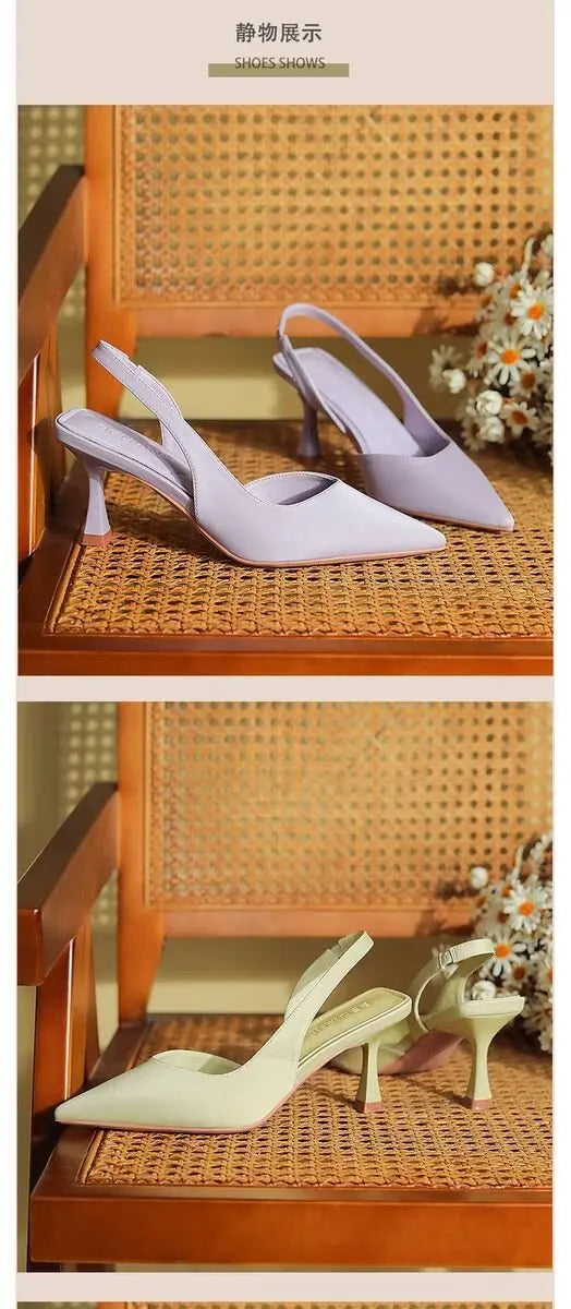 2025 New Summer Women's Shoes Fashion Women's Pumps Pointed Toe High Heels Shallow Women's Sandals Shoes for Women Zapatos Mujer