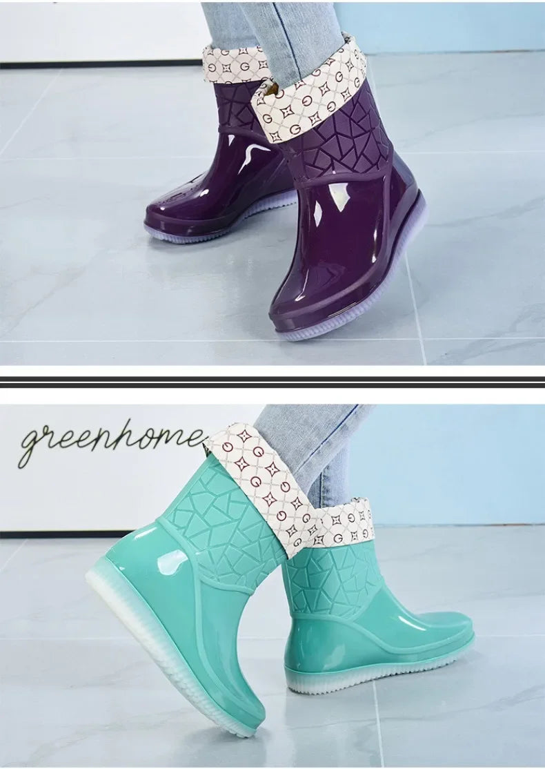 Botas Mujer 2023 Fashionable Women's Boots Outdoor Women's Rain Shoes New Anti-Slip Wear-Resistant Women's Waterproof Shoes