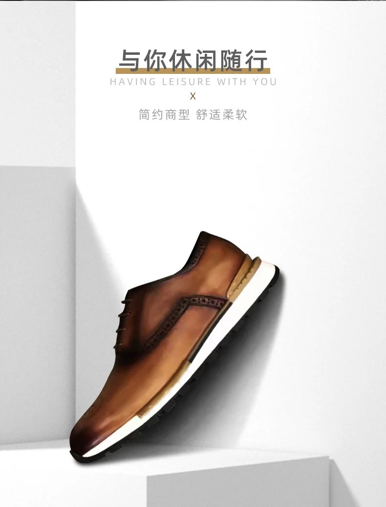 Classic Basic Style Men Oxford Shoes Genuine Leather Solid Color Men Daily Outdoor Shoes Men Nature Leather Sneakers