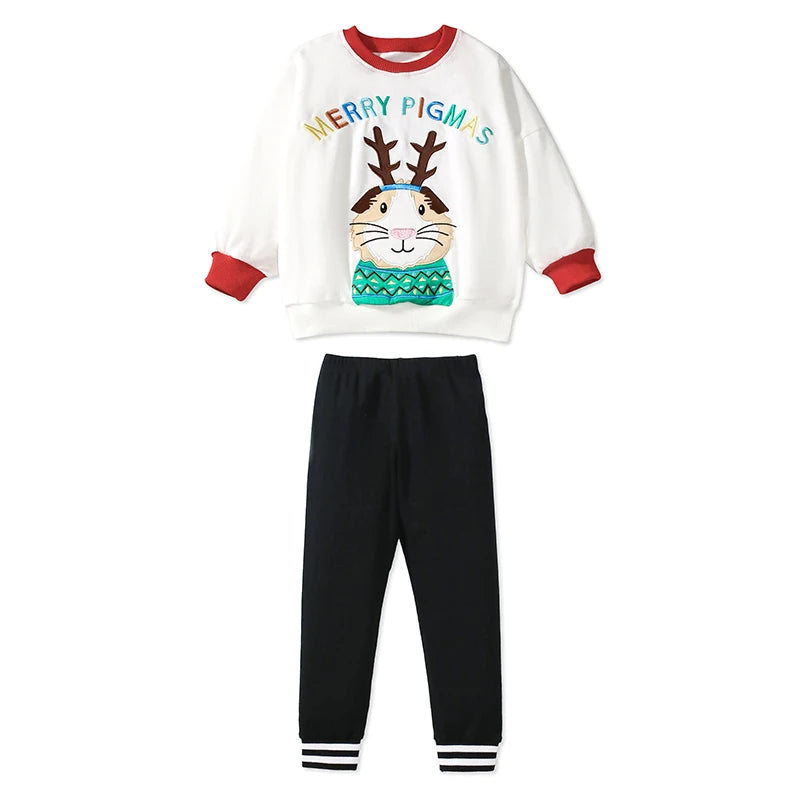 Little maven Children's Clothing Set Toddler Girls 2025 Autumn Spring Cartoon Bowknot Outfits for Kids Clothes Top+Pant Sets