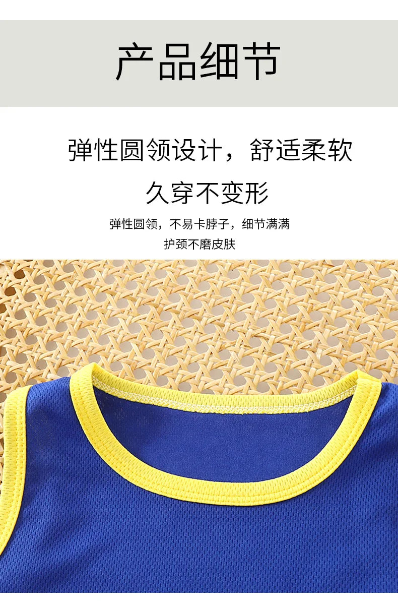 Kids Sports Set for Boys and Girls Baby Basketball Jersey Summer Mesh Tank Top Shorts Quick Dry Set Summer Sportswear