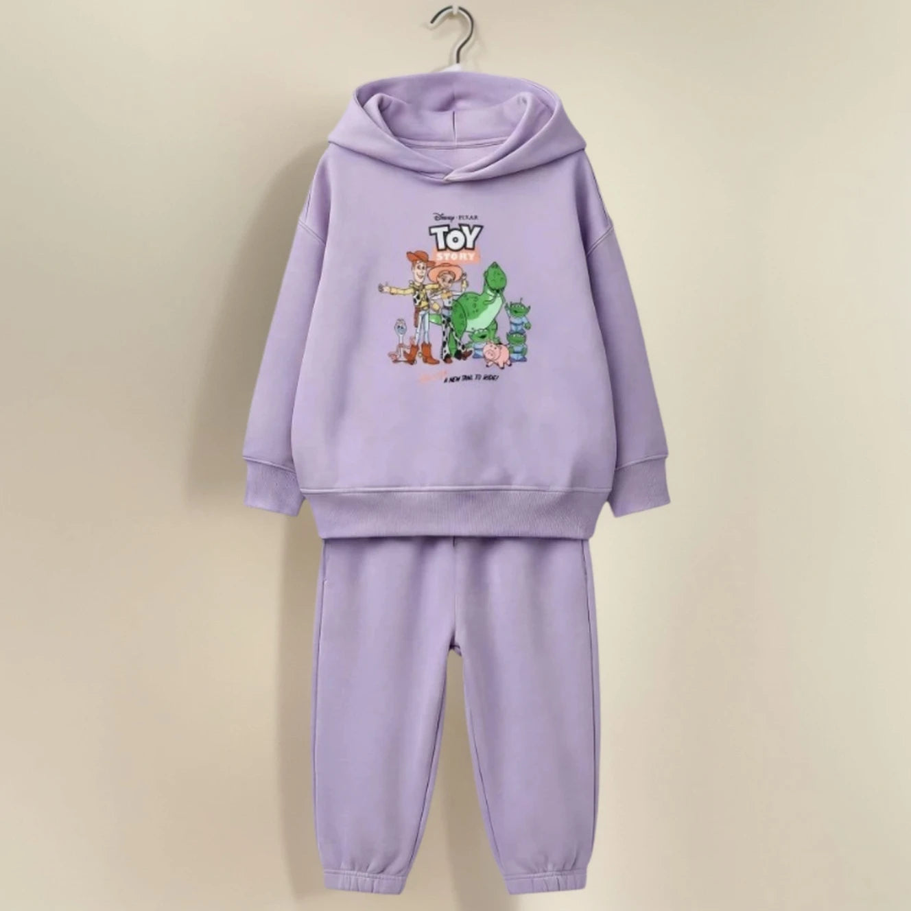 Multi-Color Disney Kids Hoodie Set Toy Story And Cars Printed Hooded Top + Pants 2Pcs Loose Casual Children Autumn Costume Wear