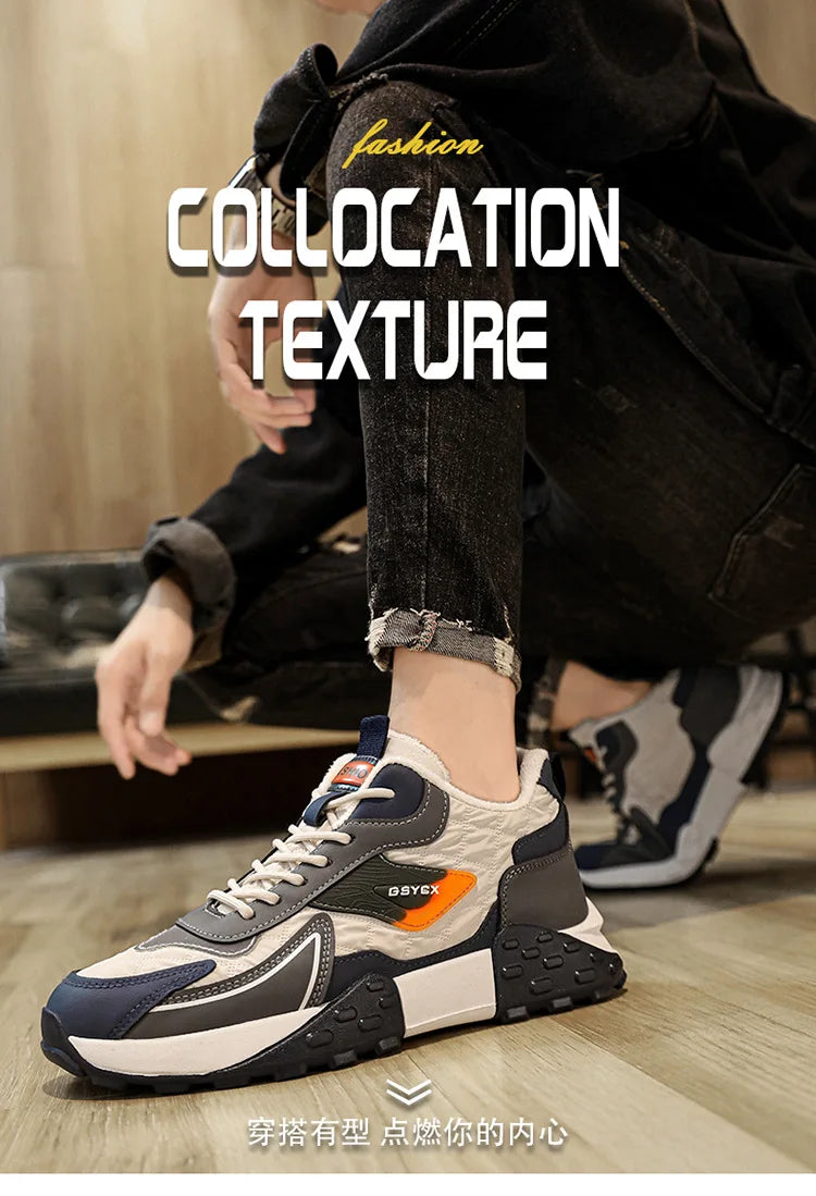 New Sneakers Shoes for Men Luxury Platform Male Sneakers High Quality Casual Running Shoes Winter Plus Size Cotton Man Shoes