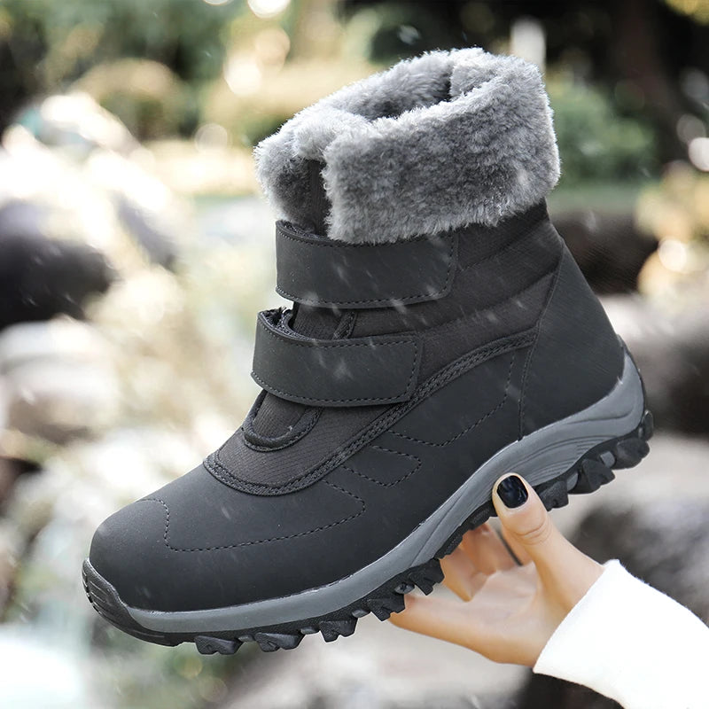 Boots for Women Platform Outdoor Snow Boots Non-slip Winter Walking Shoes Fur Warm Ankle Boots Wedge Waterproof Thigh High Boots