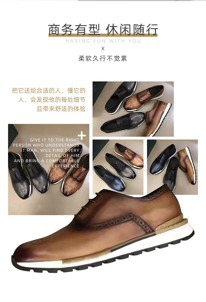 Classic Basic Style Men Oxford Shoes Genuine Leather Solid Color Men Daily Outdoor Shoes Men Nature Leather Sneakers