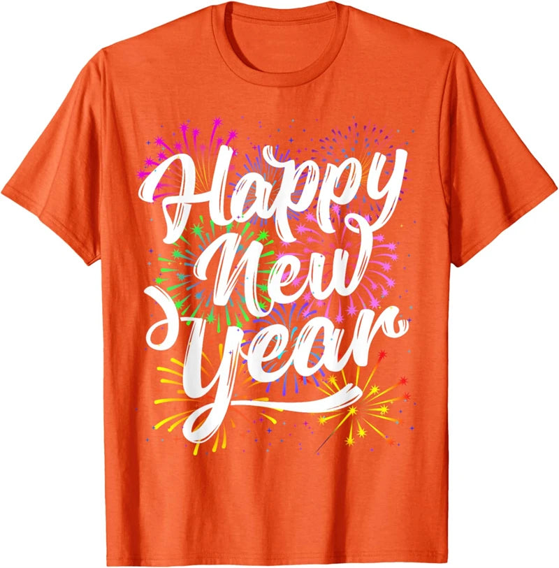 2025 Happy New Year T Shirt Fashion Simple Alphabets Short Sleeve Men Women 3D Printed T-shirt Casual Crew Neck Oversized Tees