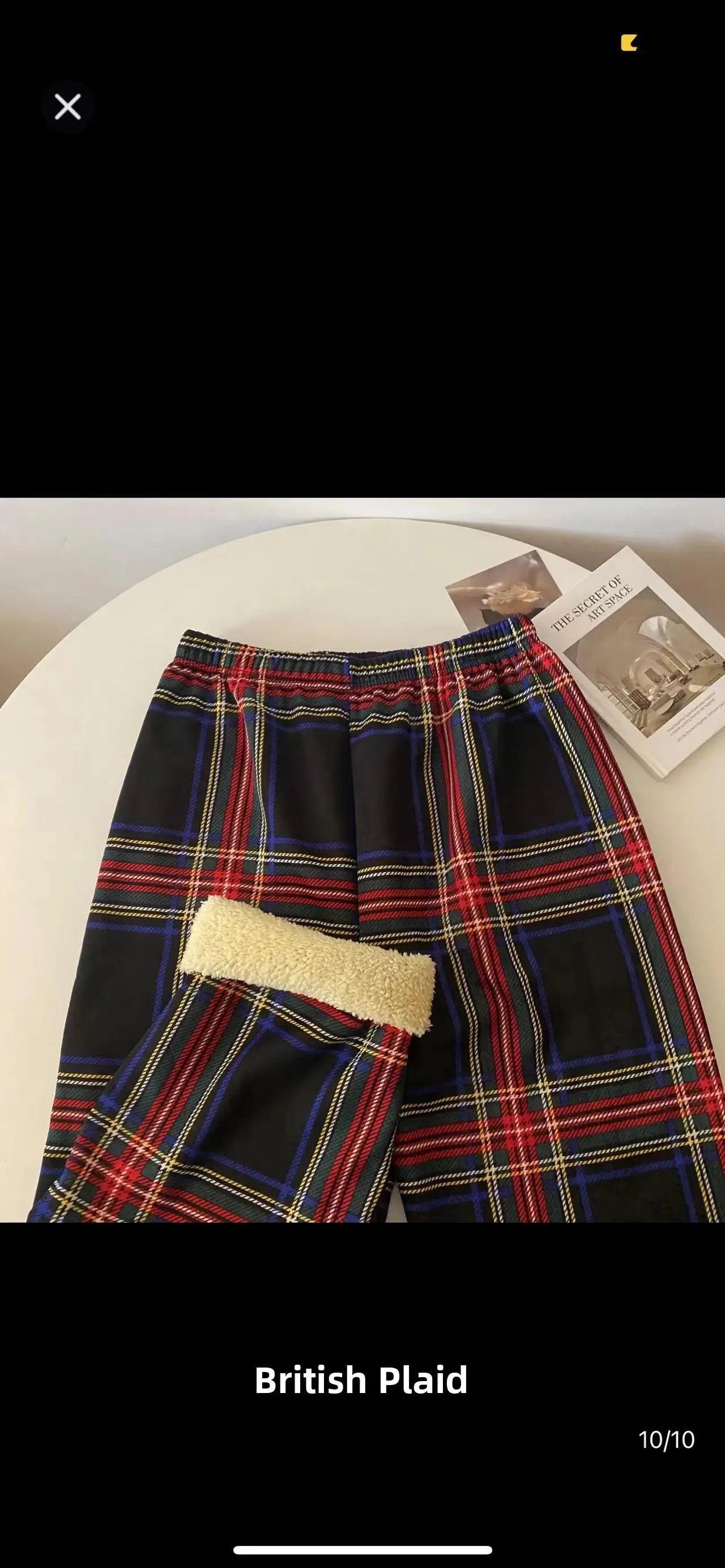 High Waist Straight Leg Pants Women's Autumn Winter Thickened Fleece Lamb Velvet Plaid Pants Loose Wide Leg Casual Trousers