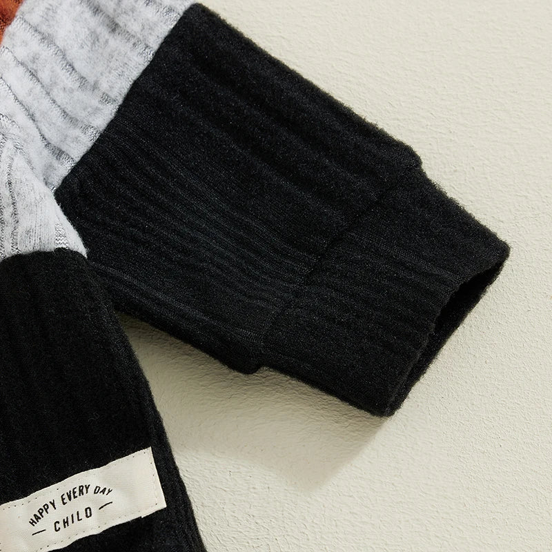 Pudcoco Infant Baby Boy 2Pcs Fall Outfits Long Sleeve Contrast Color Sweater + Pants Set Warm Clothes