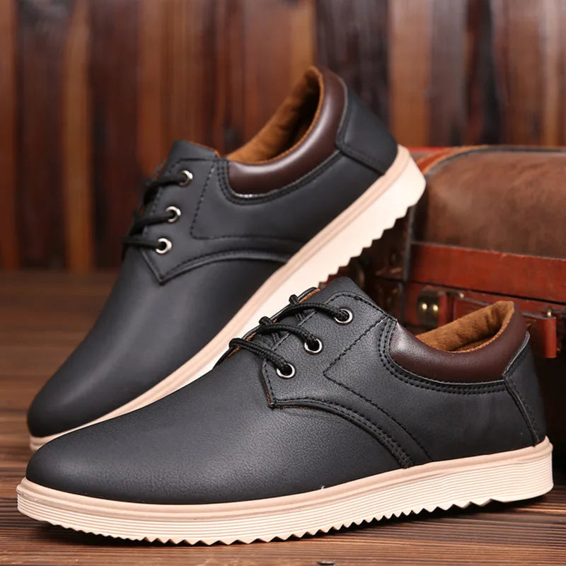 Casual Shoes Men Leather  Men 2023 Summer Brand Comfortable Flat Shoes for Men Trendy Sneaker Men Lace Up Oxfords Shoes