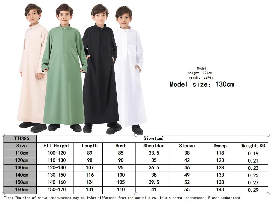 Eid Boys Muslim Clothing Saudi Arab Robe Kids Abaya Kaftan Prayer Islam Clothing Child Abaya Dress Ramadan Jubba Thobe Djellaba