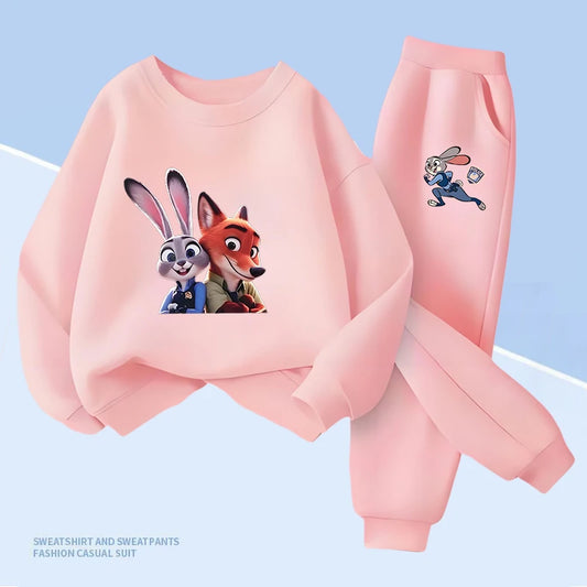 Spring Baby Girls Boys Casual Clothes Set Children Disney Zootopia Judy Printing Sweatshirt Top and Pants 2 Pieces Pullover Set